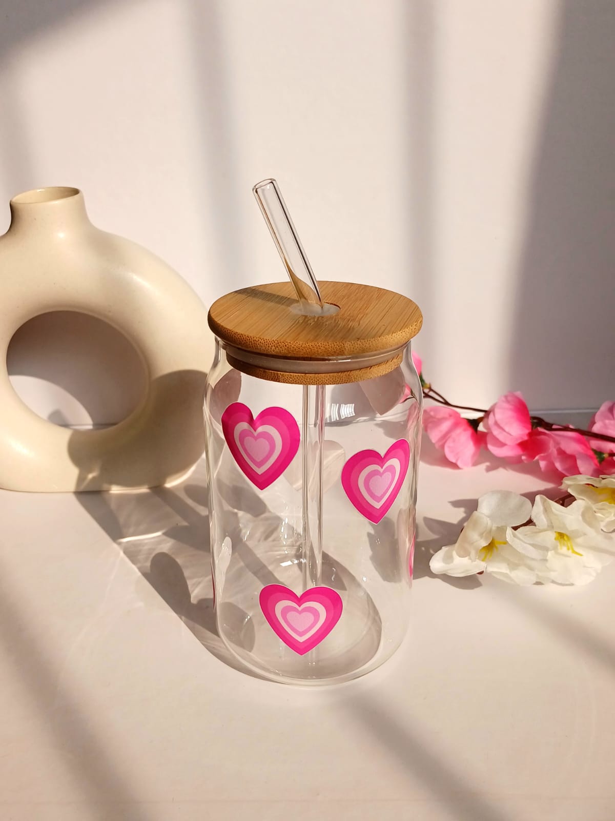 Heart Pop Sipper - 540ml Glass Tumbler