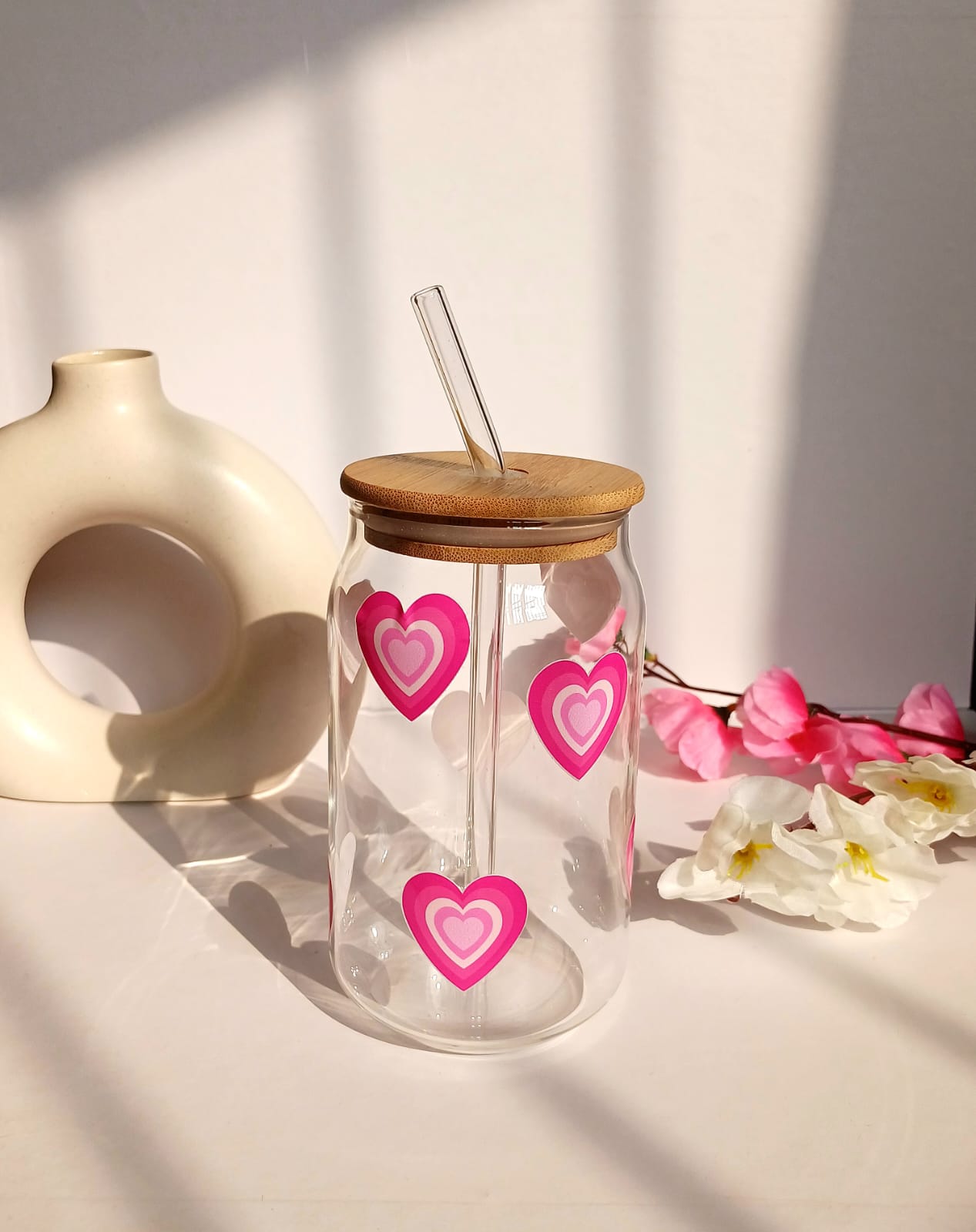 Heart Pop Sipper - 540ml Glass Tumbler